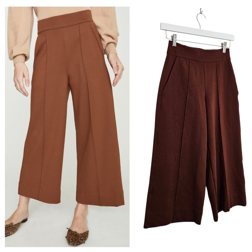 Brochu Walker High Rise Wide Leg Pants Rhodes Sienna Crop Trousers Womens Sz XS - Picture 1 of 13
